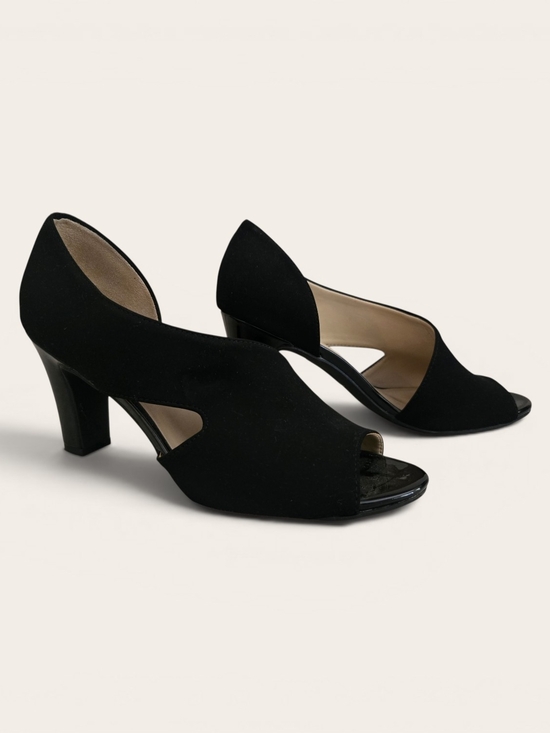 Life Stride Shoes - Life Stride Black Suede Peep-Toe Cutout Heels for Women